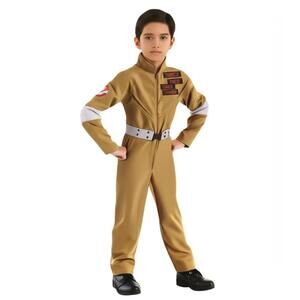 Ghostbusters Kids Small 4-6 Beige Jumpsuit Halloween Costume Patches Movie NWT